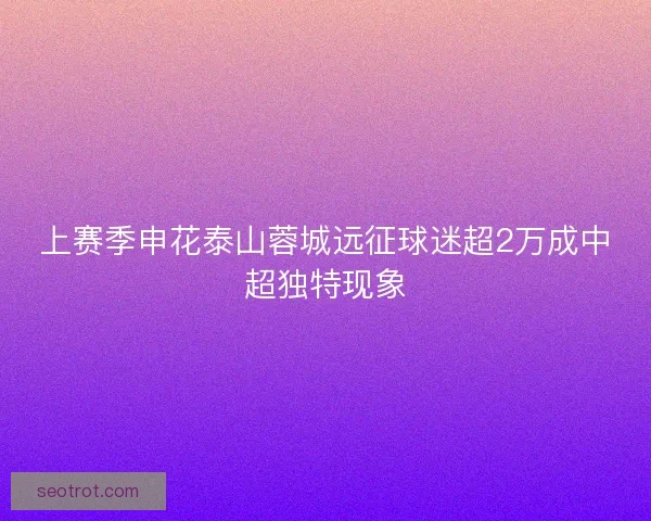 上赛季申花泰山蓉城远征球迷超2万成中超独特现象 上赛季申花泰山蓉城远征球迷超2万成中超独特现象